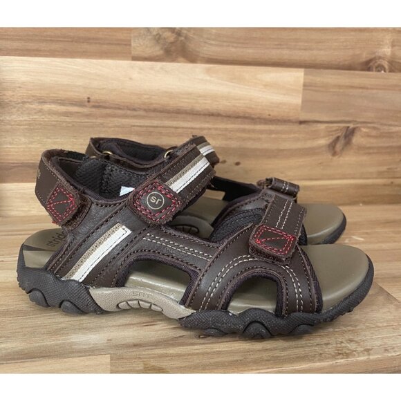 Boy's Stride Rite Brown Leather SRT Garth Hook & Loop Sandals Size 11W EUC - Picture 4 of 10